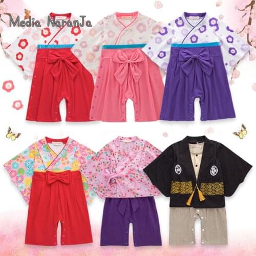 Kids Japanese Kimono Style Baby Girls Boys 5 Types toddler Infant Cotton Kimono Boys Jumpsuit Clothes Costume