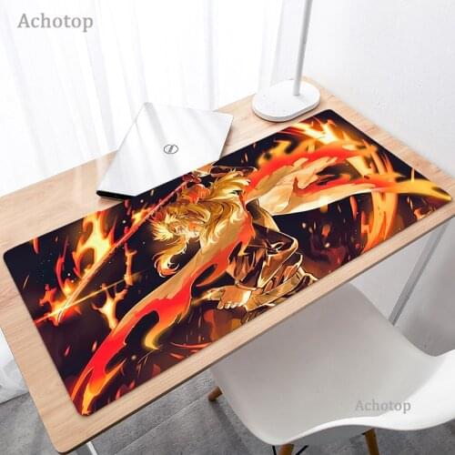 Demon Slayer Pad Mouse Computer Gamer Mouse Pad 800X300mm Padmouse Agatsuma Zenitsu Mousepad Ergonomic Gadget Office Desk Mats