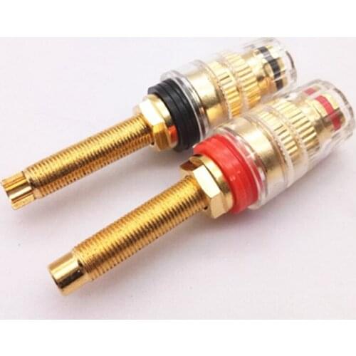 2pcs 65mm Copper Crystal Binding Post connector for Thread Audio Speaker Amplifier big size 4mm Banana Plug Terminals Connector