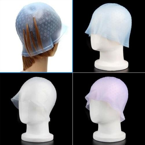 Reusable Silicone Hair Coloring Highlighting Dye Cap Hat Safety Breathable Hook Women Styling Tool Hair Care Dyeing Tools