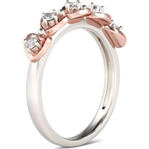 Fashion Plum shape Ring for Women Wedding Two-tone Finger Rings Clear Cubic Zirconia Dazzling Daisy Jewelry gifts Accessories