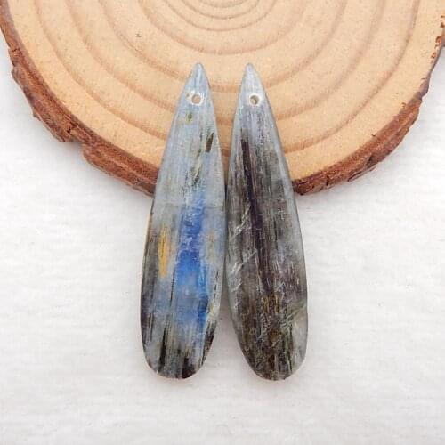 Natural jewelry Blue Kyanite Earrings Pairs,Fashion DIY Earring Semiprecious Stone Jewelry Earring 42x11x4mm，7.6g