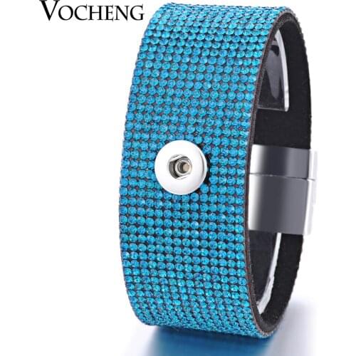 Vocheng 3 Colors Rhinestone Snap Button Charm Fabric Magnet Clasp Bracelet Fit Petite 12mm NN-412