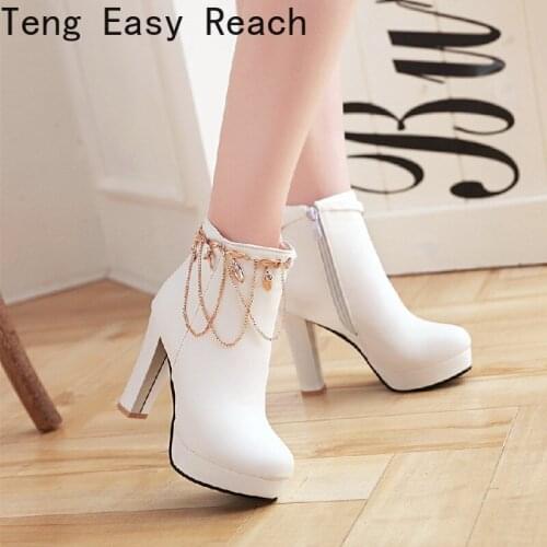 Autumn Ankle Boots Womens platform boots Round Toe zipper Shoes Women High Heel Fashion Square Heels Casual Women Shoes Boots