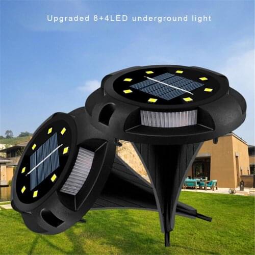 Solar Garden Lights Solar Ground Light 12 LED Solar Disk Lights Outdoor Disk Lights Waterproof In-Ground Outdoor Landscape Light