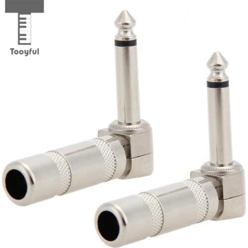 Tooyful 6.35mm 1/4'' Stereo Phone Mono Male Plug Right Angle 90 Microphone Audio Guitar Electric Bass Cable Connector Plug