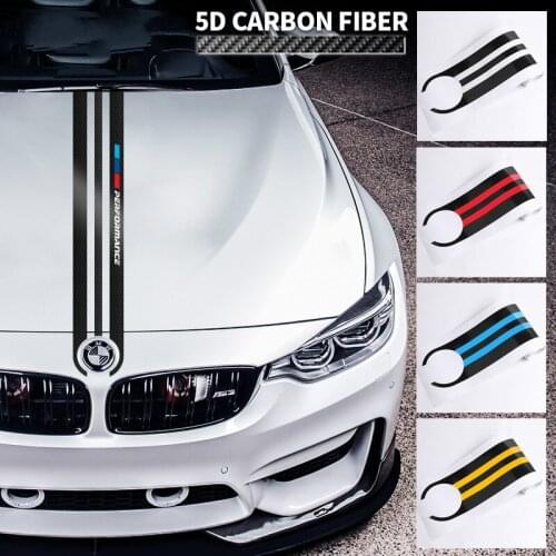 Car Styling Stickers Carbon Fiber Car Hood Sticker Decals M Performance Decor for BMW E90 E46 E39 E60 F30 F10 F15 F16 X5 X6