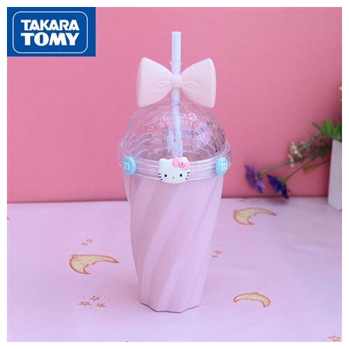 TAKARA TOMY Fashion Cute Cartoon Hello Kitty Straw Cup Cup Simple Creative Personality Childrens Milk Cup Collection Cup