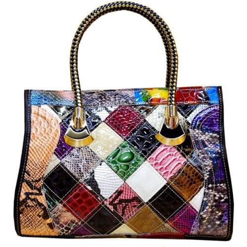 Ladies Fashion Casual Tote Hand Bags Large Capacity Genuine Leather 2021 Women Colorful Shoulder Business Travel Bag