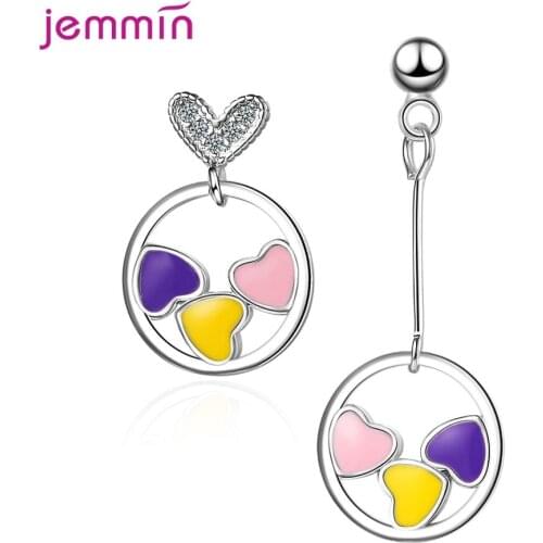 Love Earrings Korean Temperament Romantic 925 Sterling Silver Asymmetric Stud Earrings Elegant Piercing Ear Studs Jewelry