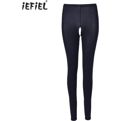 Womens Sexy Lingerie See-through Sheer Leggings Trousers Pants Slim Cut Breathable Fitness Leggings Open Crotch Leggings Pants