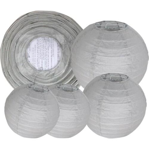 10 Pieces Powder Grey Round Paper Lantern Themed Wedding Birthday Babyshower Party Events Decoration Favor