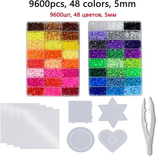 24/72 colors box set hama beads toy 2.6/5mm perler educational Kids 3D puzzles diy toys fuse beads pegboard sheets ironing paper
