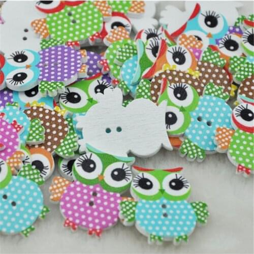 25PCS Mix Color Baby Owl Birds Button Carton Baby Sewing Craft Lots WB84