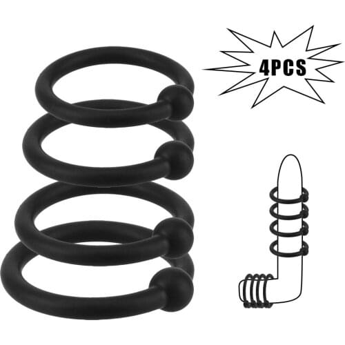 3/4 Pcs Penis Rings High Elasticity Penis Sleeve Penis Trainer Sex Toys for Men Cock Rings Time Lasting Delay Ejaculation