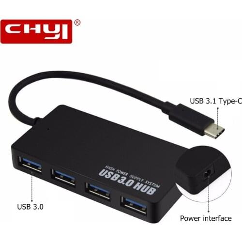 4 Ports USB-C HUB OTG USB 3.0 HUB With Power Adapter Type C Splitter Adapter DC Power Port Accessories For Macbook Laptop