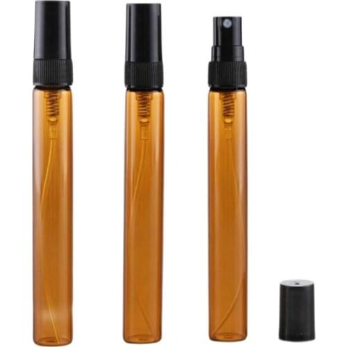 50pcs/lot 10ml brown glass bottle black mist sprayer scale portable spray bottle Perfume Glass Bottles Vials Refillable Perfume