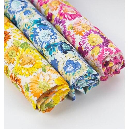 50x145cm Sunflower Printed Cotton Fabric Handmade DIY Needlework Women Garment Dress Patchwork Material Accessories