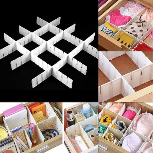 6Pcs DIY Grid Drawer Divider Household Office Necessities Adjustable Drawer Clapboard Partition Good Quality Practical Plastic
