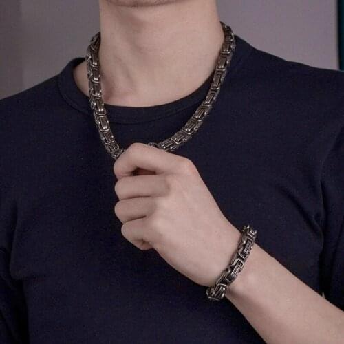 8MM Byzantine Necklace Stainless Steel Jewelry for Men Hip Hop Punk Necklaces Vintage Chains USENSET