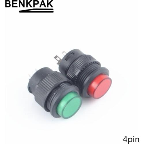 16MM self-lock & momentary push button switch ON-OFF with lamp 4pin
