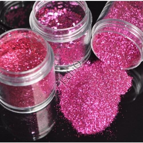 3 Sizes Pure Hot Pink Nail Glitter Powder Shimmer Hexagon Nail Design DIY Small Glitter Sequins Sheet in Clear Jar