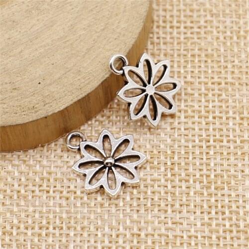 Charms for Jewelry Making Findings Handmade DIY Craft 30pcs Antique Silver Color 15x18mm Flower Piece Charms Pendant