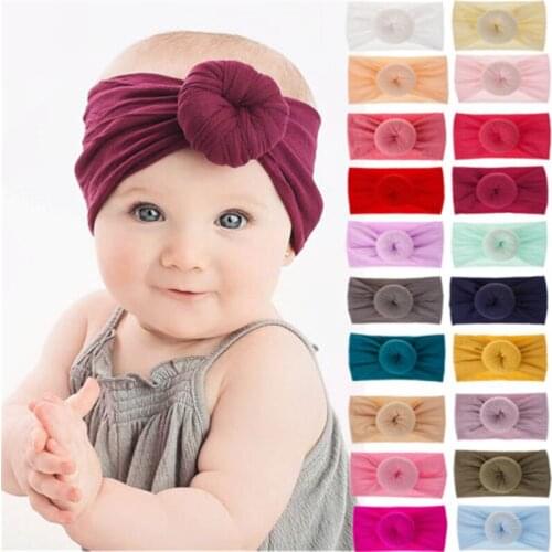 Kids Baby Big Bow Toddler Girls Hairband Wrap 0-6Y Stretch Turban Solid Color Headband Head
