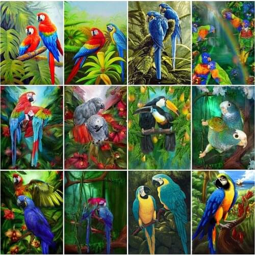 EverShine 5D DIY Diamond Painting Parrot Cross Stitch Diamond Embroidery Animal Rhinestones Mosaic Spring Beaded Handmade Gift
