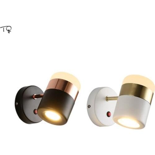 Nordic Minimalist Individual Black White Wall Lamp with Switch Flexible Adjustable Led Wall Light Bedroom Bedside Living Room