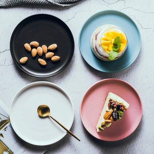 MUZITY Ceramic Solid Plates Morden Style Round Shape Porcelain Dessert Or Candy Dish 6 inch