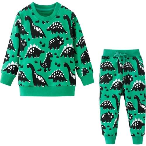Jumping meters Long Sleeve Dinosaurs Baby Clothing Sets For Boys Girls Autumn Winter Outwear Outfits Cotton Fashion Boys Suits