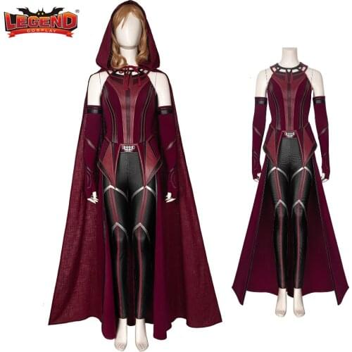 Cosplay legend Vision Wanda Maximoff Battle Outfit Scarlet Cosplay Witch Costume Suiperheroine Suit H001