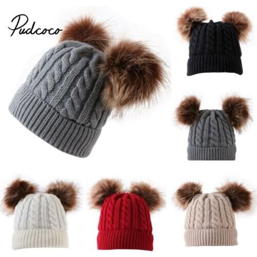 Fashion Children Winter Hat Soft Cotton Boys Girls Pom Poms Hat Kids Autumn Winter Knitted Solid Cute Warm Caps high quality