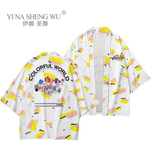 Fashion Kimono Japanese Samurai Cardigan Traditional Style Harajuku Loose Set Men Streetwear Sun Protective Jacket Suit Costumes