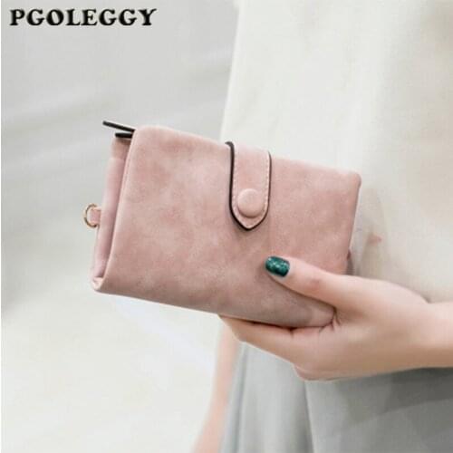 Fashion Women Wallets Leather Tri-fold Small Female Purse Scrub Slim Hasp Card Holder Coin Purse Handbag Small Wallet