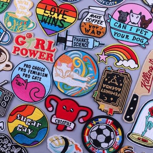 DIY Cat Pig Patches On Clothes Iron On Patch For Clothing Gay Stickers Letter Embroidery Patches Applique Badges Fusible Patch