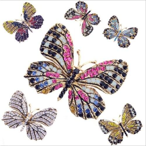 5Pcs/Lot New 3.5x4.5cm womens colorful colorful butterfly brooch corsage flower Korean exquisite chestnut clothing accessories