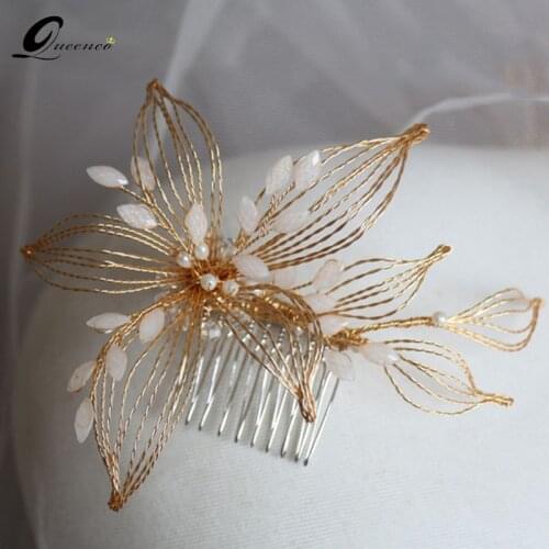 New en Copper Wire Hair Jewelry Headdress Manual Weave Hair Comb Crystal Wedding Hair Accessories Ornaments For Women