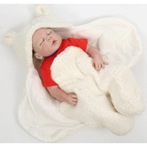 Newborn Baby Cute Cotton Sleeping Blanket Boy Girl Wrap Swaddle Sleeping Bag Winter Warm Wool Lamb Blanket Wrap Sleepsack 0~6M