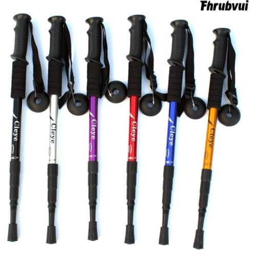 Camping Walking Stick Telescopic Hiking Stick Aluminum Foldable Hiking Poles Outdoor Accessories For Trekking Self-Defense Weapo