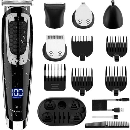 Surker Professional Hair Trimmer Waterproof 5 In 1 Hair Clipper Electric Hair Cutting Machine Beard Trimer Body Men Haircut