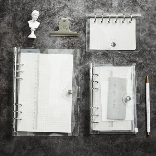 PVC A5 A6 A7 Soft Clear Binder Cover Shells 6-Ring Loose Leaf Notebook Folder Diary School Office Supplies Stationery