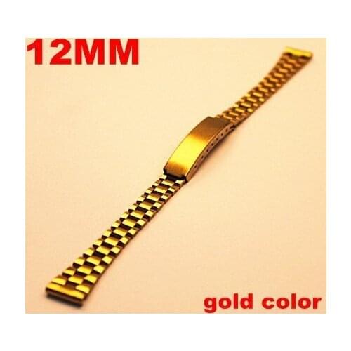 Wholesale 20PCS/lots High quality watch band (12mm and 18MM) ( gold color) stainless steel watch strap - 10069