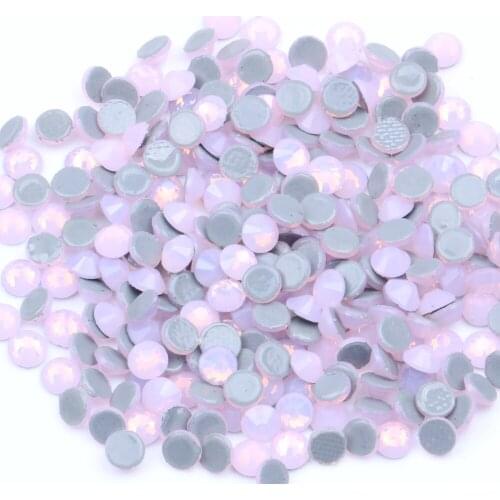 Pink OPAL Color Hotfix Strass Rhinestones Flatback Glue Backing Iron On Glass Stones Appliques For Fabric Garments Supplies