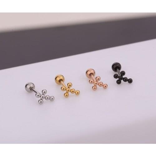 1 pcs Simple Small Stainless Steel Cross Shape Ear Cartilage Stud Earring Trendy Punk Gold Color Black Helix Ear Cuff Jewelry