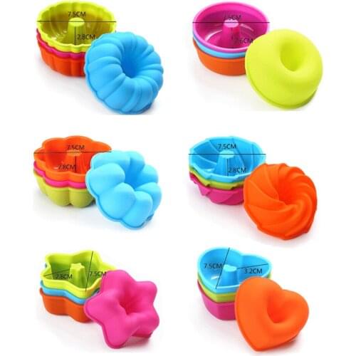 Silicone Cupcake Mold Heart Shape Cake Muffin Baking Mold Nonstick Reusable Silicone Molds DIY Homemake Muffin Jelly Molds