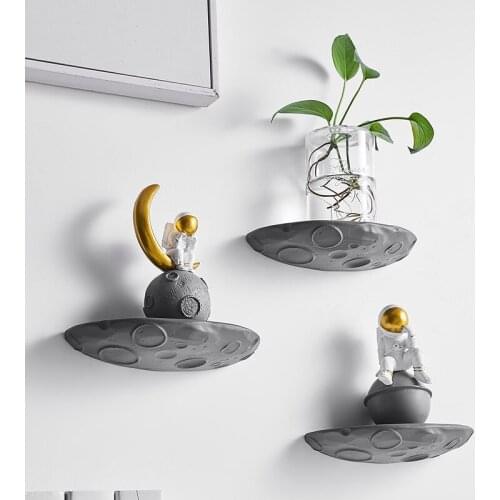 Resin Ledges Decor Astronaut Sculpture Ledge Shelve Plant Decor Rack Plant Flower Pot Rack Home Living Room Bedroom Wall Decor