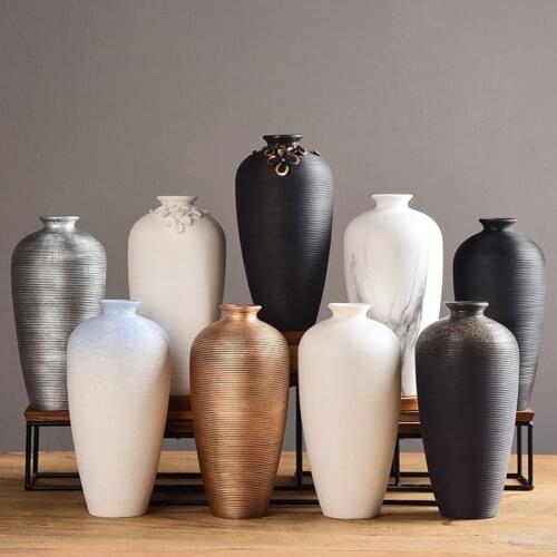 Modern and simple hand-drawn ceramic vase creative floral ornaments living room home decoration accessories flower pots DXUIALOI