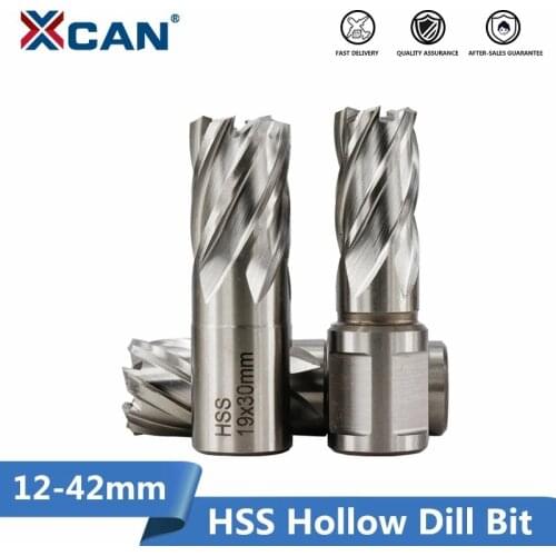 XCAN 1pc 12-42mm High Speed Steel Metal Core Drill Bit Annular Cutter Hollow Drill Bit Hole Opener Metal Drilling Tools